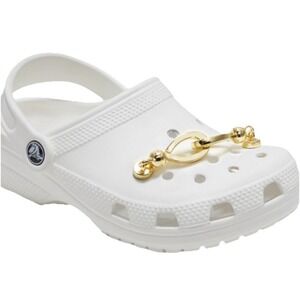 Crocs Jibbitz Lock And Key Chains Gold Tone Shoe Charms Set Of 2 NWT Infinity